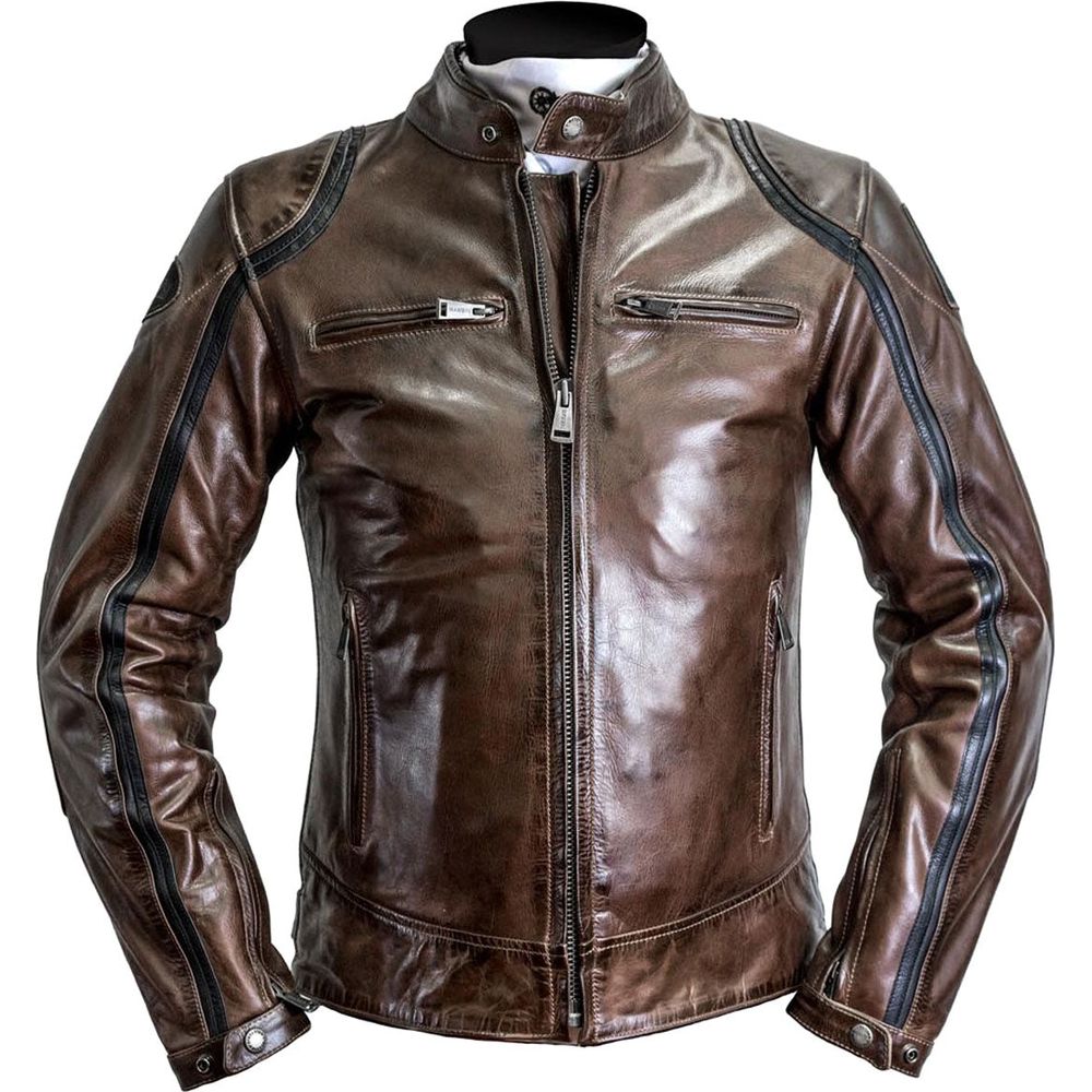 Helstons Modelo Rag Leather Jacket Camel / Black FREE 1 YEAR Returns, FREE UK Delivery | ThrottleChimp
