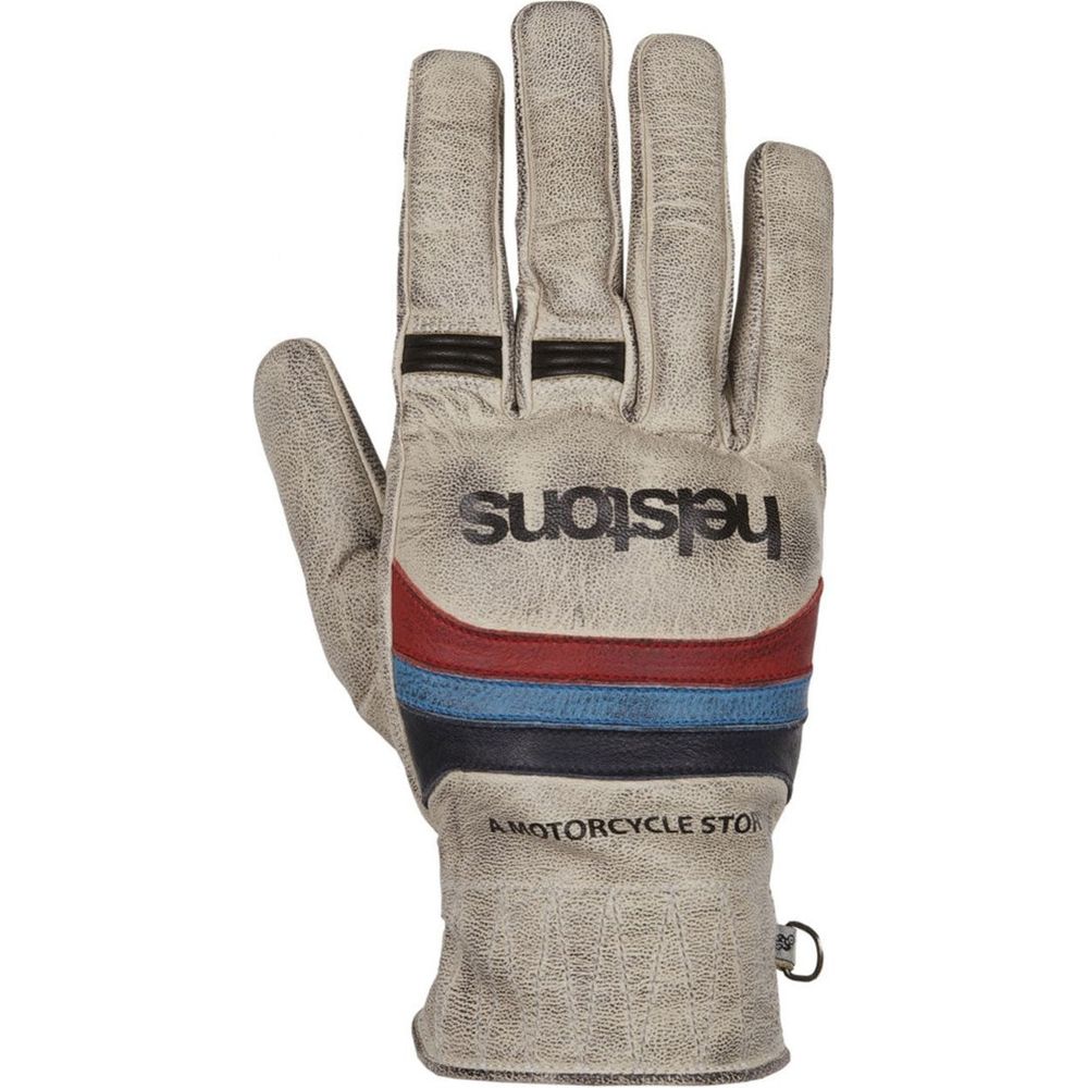 Helstons Mora Summer Leather Gloves Beige / Blue / Red FREE 1 YEAR Returns, FREE UK Delivery | ThrottleChimp