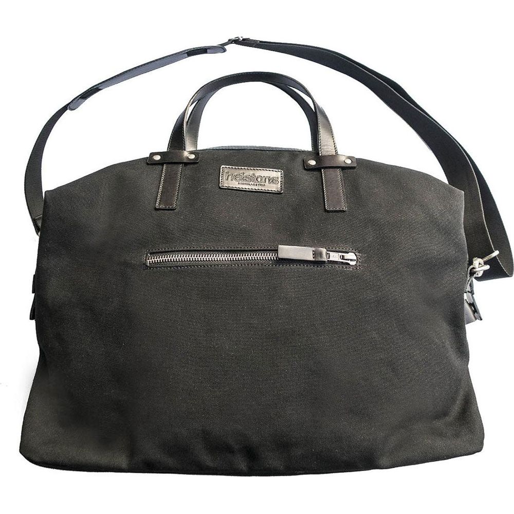 Helstons Weekend Canvas Medium Leather Bag Black FREE 1 YEAR Returns, FREE UK Delivery | ThrottleChimp