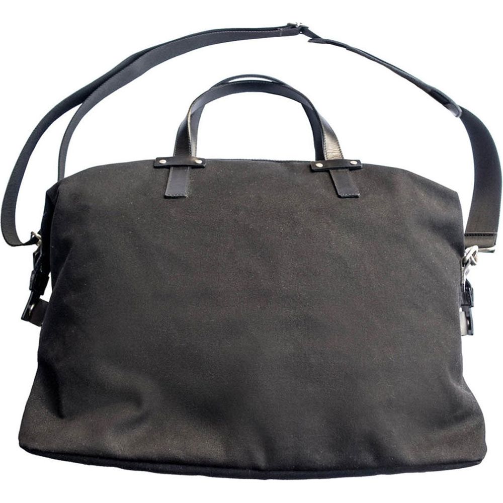 Helstons Weekend Canvas Medium Leather Bag Black FREE 1 YEAR Returns, FREE UK Delivery | ThrottleChimp