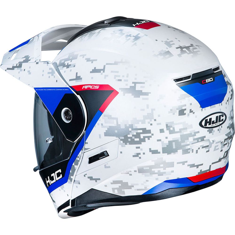 HJC C80 Bult Flip-Up Helmet MC21SF White / Red / Blue FREE 1 YEAR Returns, FREE UK Delivery | ThrottleChimp
