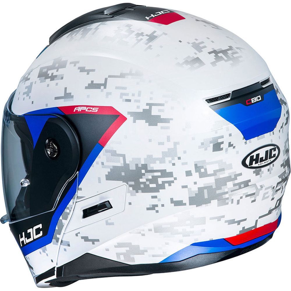 HJC C80 Bult Flip-Up Helmet MC21SF White / Red / Blue FREE 1 YEAR Returns, FREE UK Delivery | ThrottleChimp