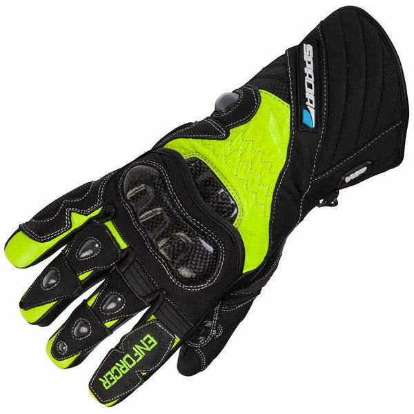 Spada Enforcer Waterproof Leather Gloves Black Fluo Yellow