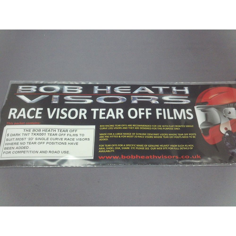 Bob Heath Tear Offs Dark Tint Arai - Pack Of 5 FREE 1 YEAR Returns, FREE UK Delivery | ThrottleChimp