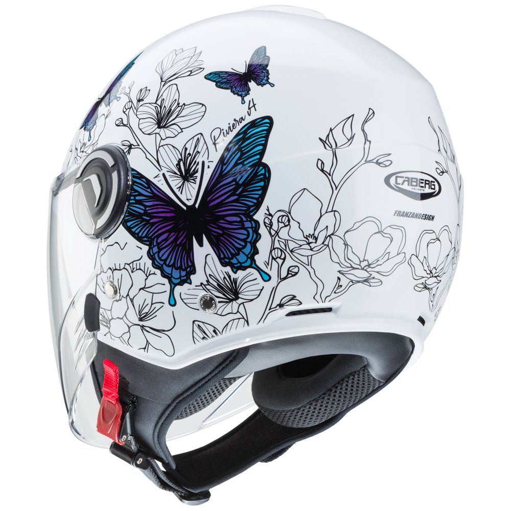 Caberg Riviera V4 Muse Open Face Helmet White FREE 1 YEAR Returns, FREE UK Delivery | ThrottleChimp