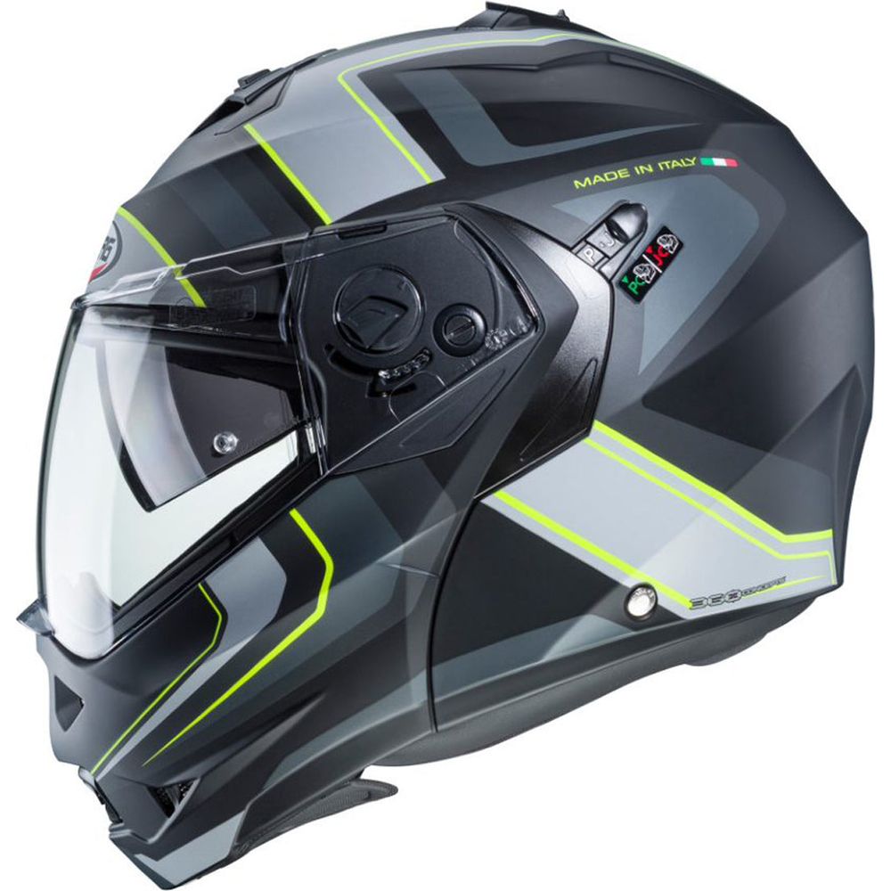 Caberg Duke 2 Tour Flip-Up Helmet Matt Black / Fluo Yellow / Anthracite / Silver FREE 1 YEAR Returns, FREE UK Delivery | ThrottleChimp
