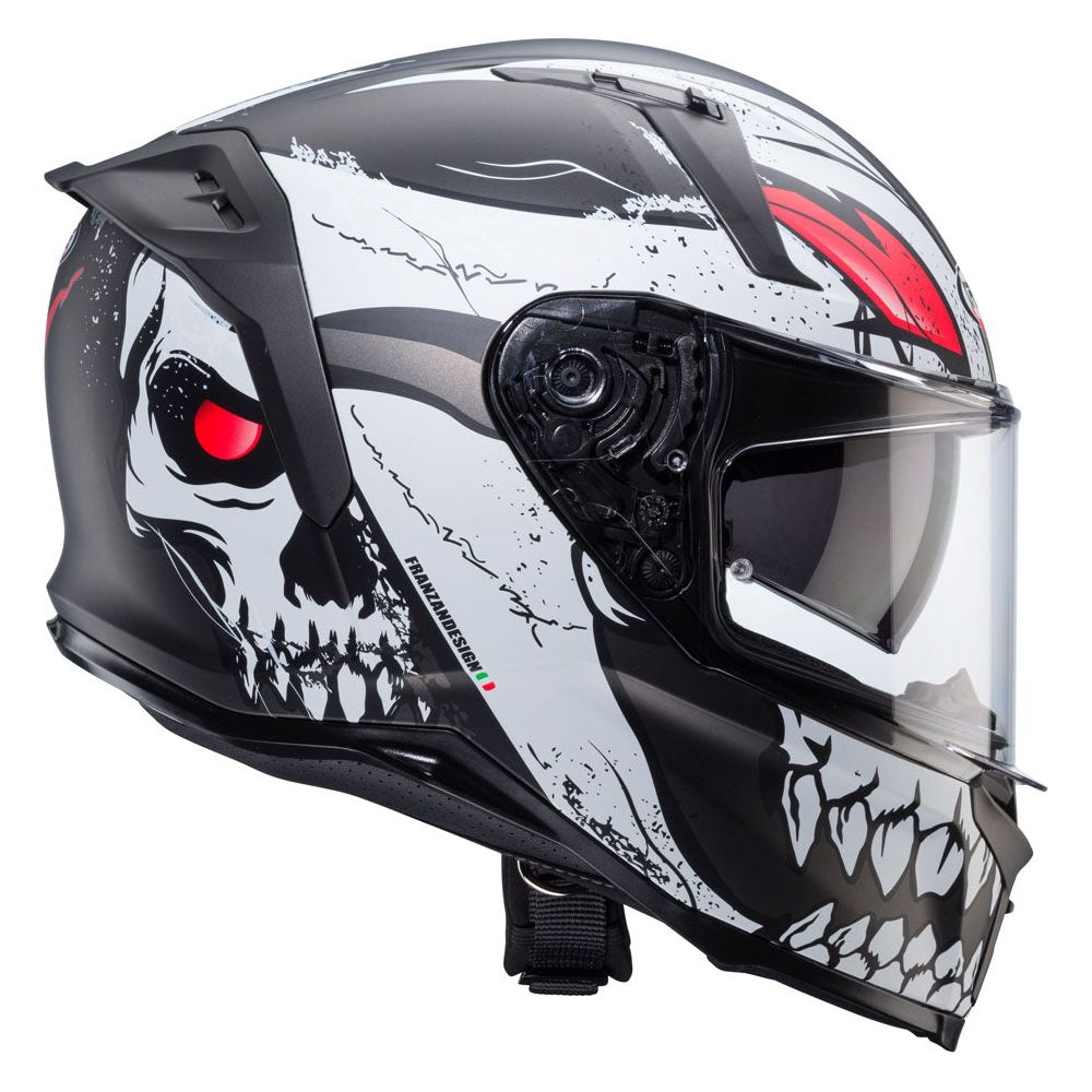 Caberg Avalon X Punk Full Face Helmet Matt Grey / White / Red FREE 1 YEAR Returns, FREE UK Delivery | ThrottleChimp