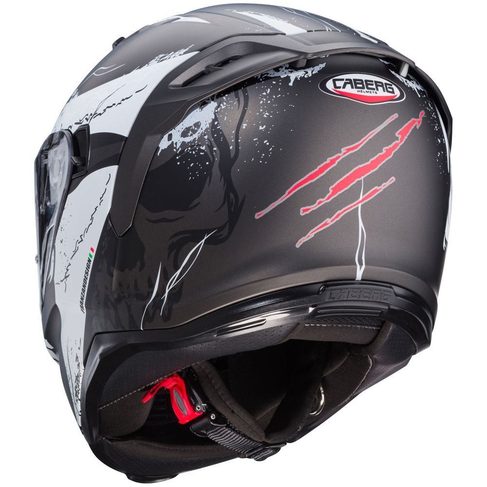 Caberg Avalon X Punk Full Face Helmet Matt Grey / White / Red FREE 1 YEAR Returns, FREE UK Delivery | ThrottleChimp
