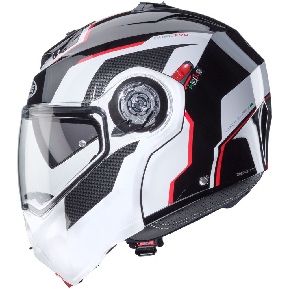 Caberg Duke Evo Move Flip-Up Helmet Black / White / Red FREE 1 YEAR Returns, FREE UK Delivery | ThrottleChimp