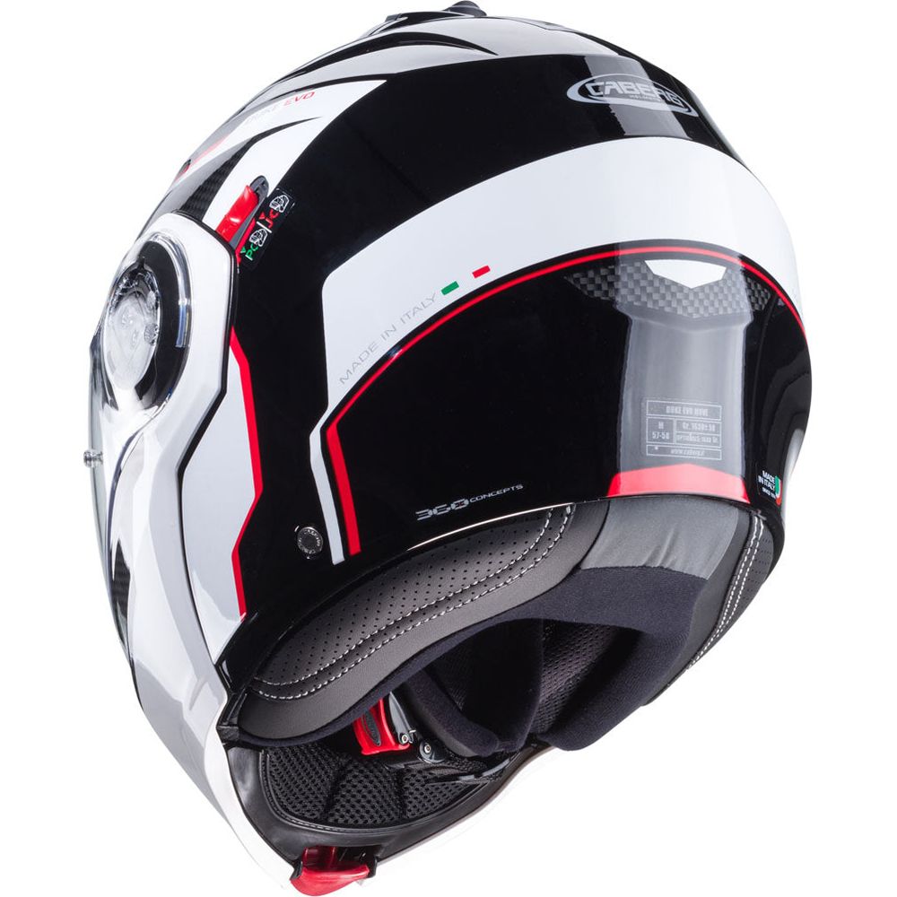 Caberg Duke Evo Move Flip-Up Helmet Black / White / Red FREE 1 YEAR Returns, FREE UK Delivery | ThrottleChimp