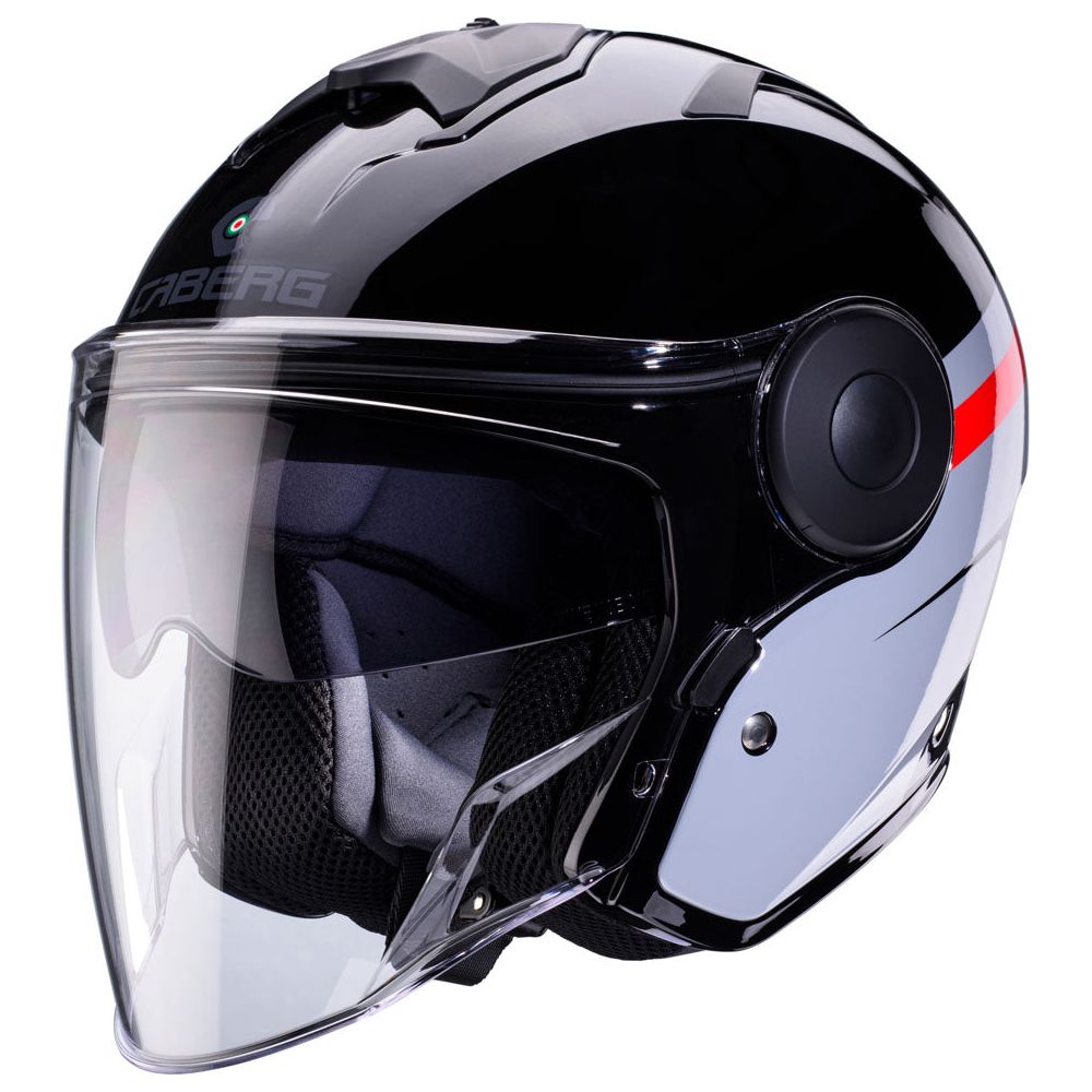 Caberg Soho Open Face Helmet Zephir Black / Grey / Red FREE 1 YEAR Returns, FREE UK Delivery | ThrottleChimp
