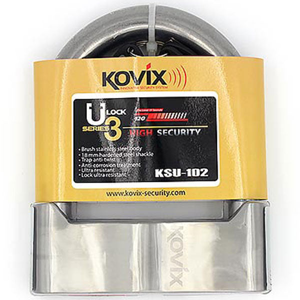 Kovix KSU U Lock 88mm X 102mm X 18mm Brushed Metal FREE 1 YEAR Returns, FREE UK Delivery | ThrottleChimp