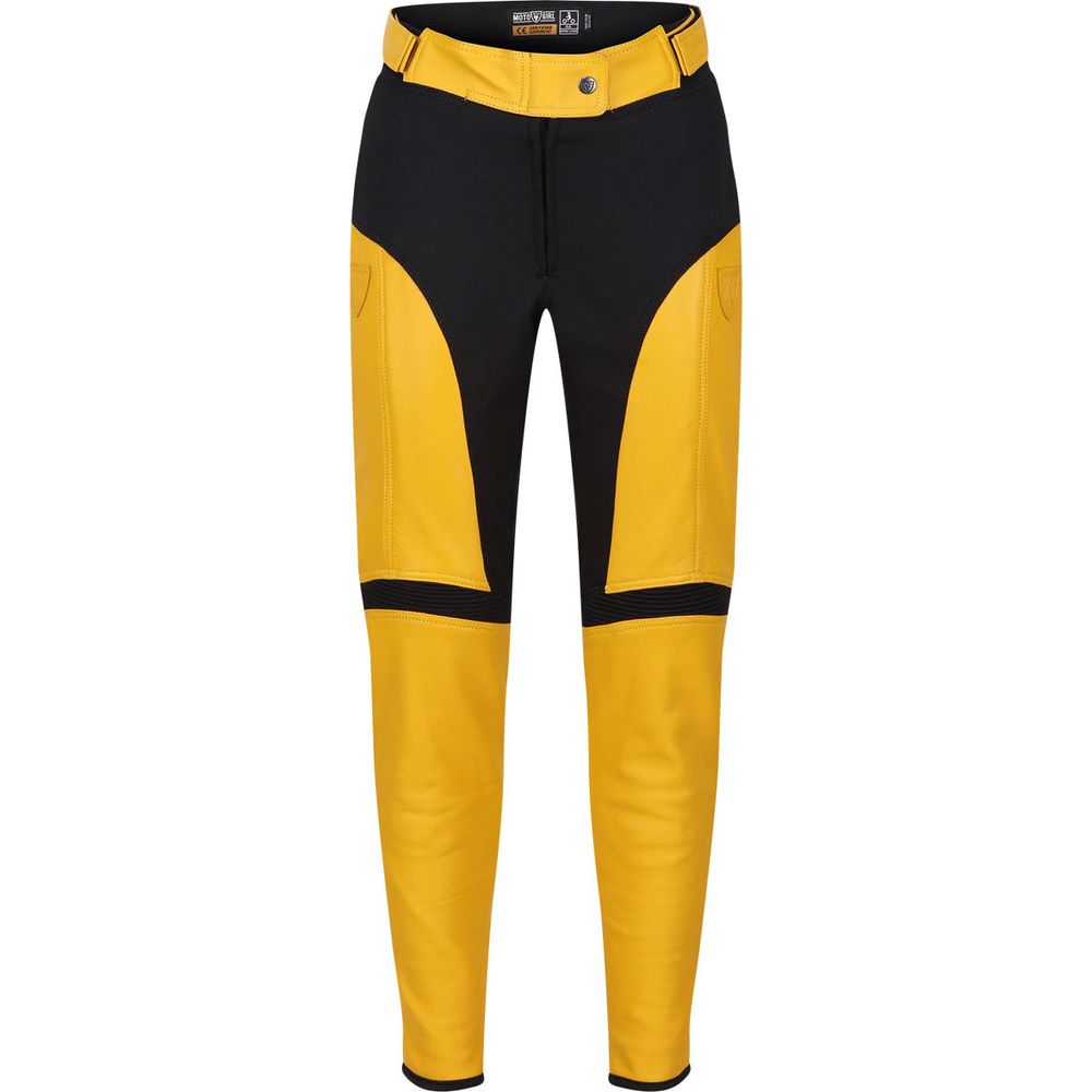 MotoGirl Fiona Ladies Leather Trouser Yellow FREE 1 YEAR Returns, FREE UK Delivery | ThrottleChimp