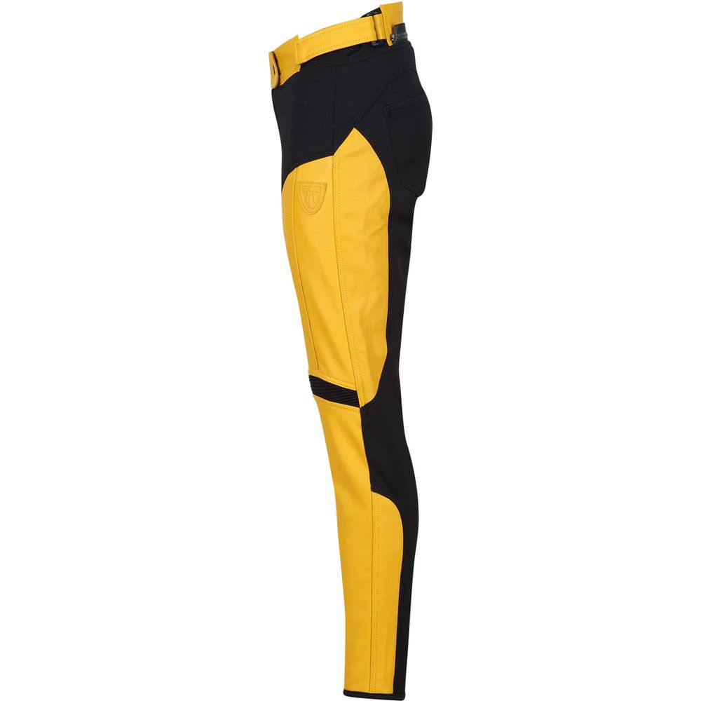 MotoGirl Fiona Ladies Leather Trouser Yellow FREE 1 YEAR Returns, FREE UK Delivery | ThrottleChimp