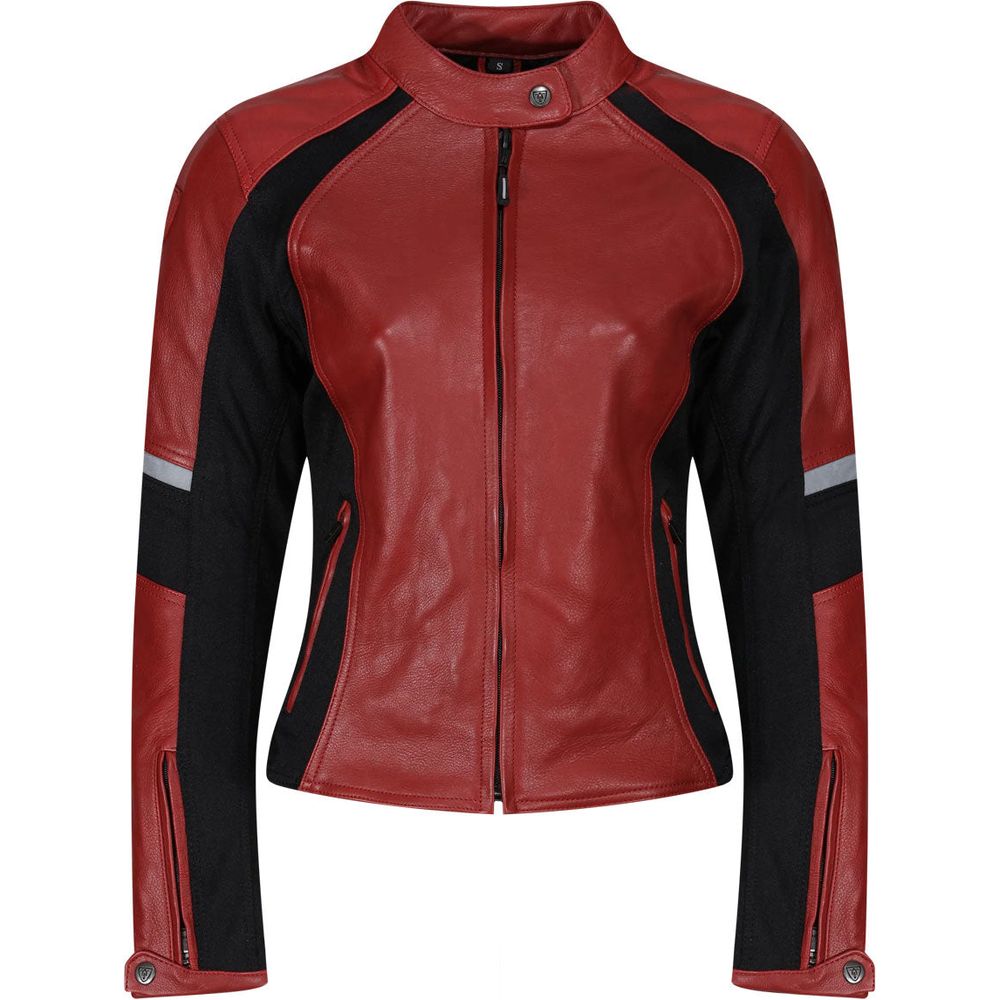MotoGirl Fiona Ladies Leather Jacket Red FREE 1 YEAR Returns, FREE UK Delivery | ThrottleChimp