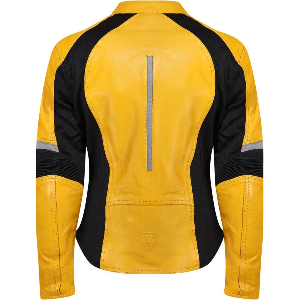 MotoGirl Fiona Ladies Leather Jacket Yellow FREE 1 YEAR Returns, FREE UK Delivery | ThrottleChimp