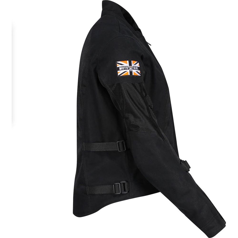 MotoGirl Jodie Summer Ladies Textile Jacket Black FREE 1 YEAR Returns, FREE UK Delivery | ThrottleChimp