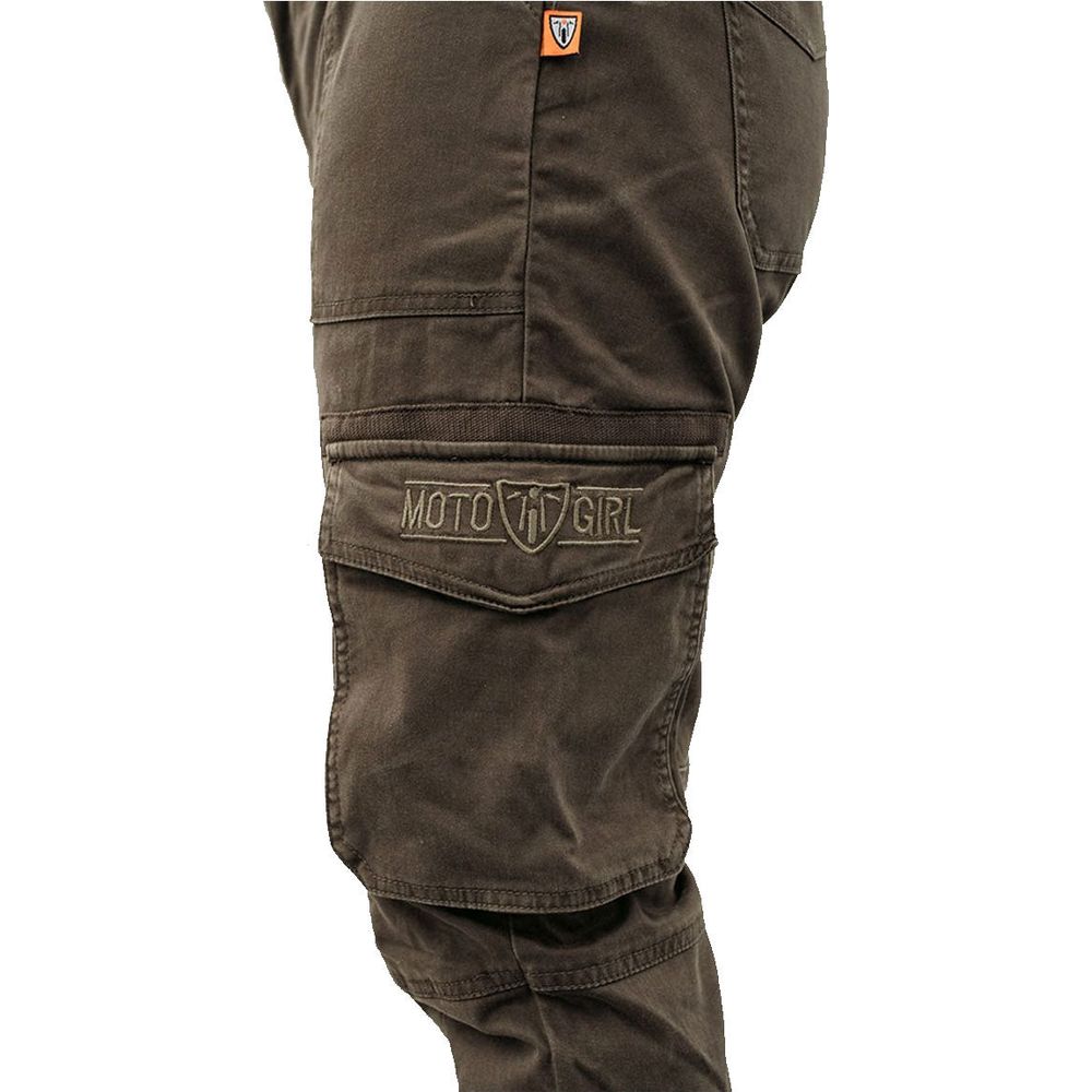 MotoGirl Lara Ladies Cargo Trouser Olive Green FREE 1 YEAR Returns, FREE UK Delivery | ThrottleChimp