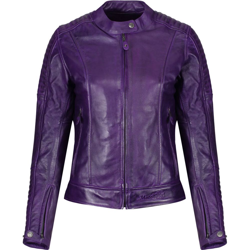 MotoGirl Valerie Ladies Leather Jacket Purple FREE 1 YEAR Returns, FREE UK Delivery | ThrottleChimp