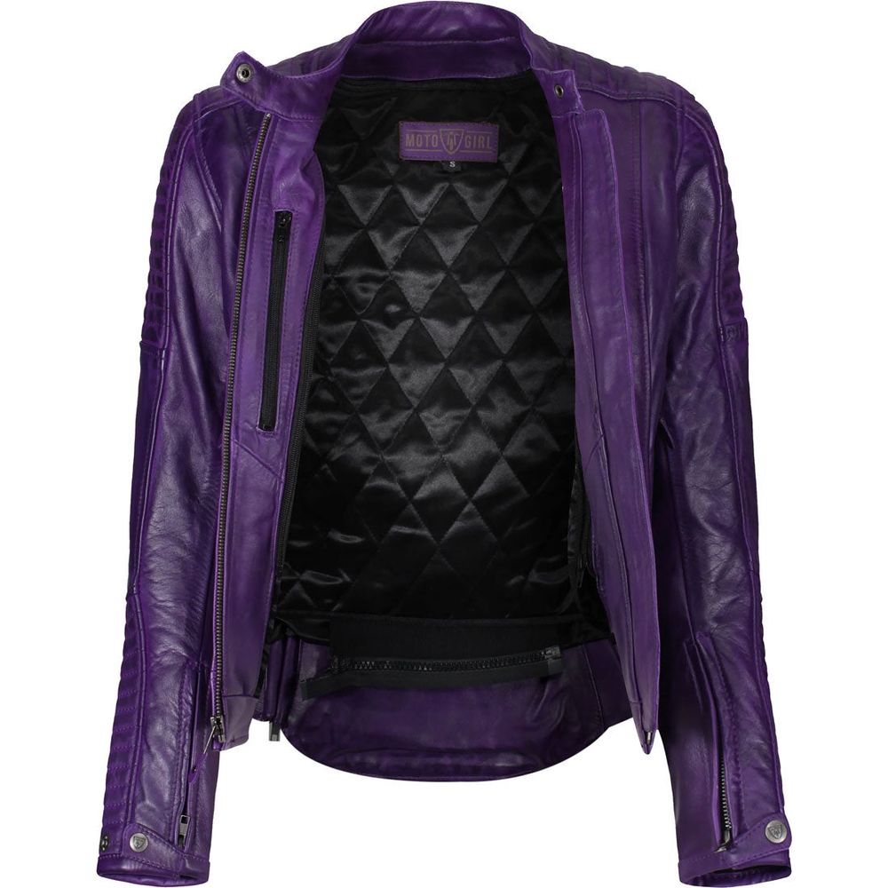MotoGirl Valerie Ladies Leather Jacket Purple FREE 1 YEAR Returns, FREE UK Delivery | ThrottleChimp