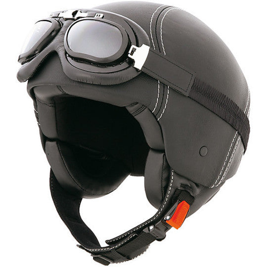 Leather open face helmet hot sale