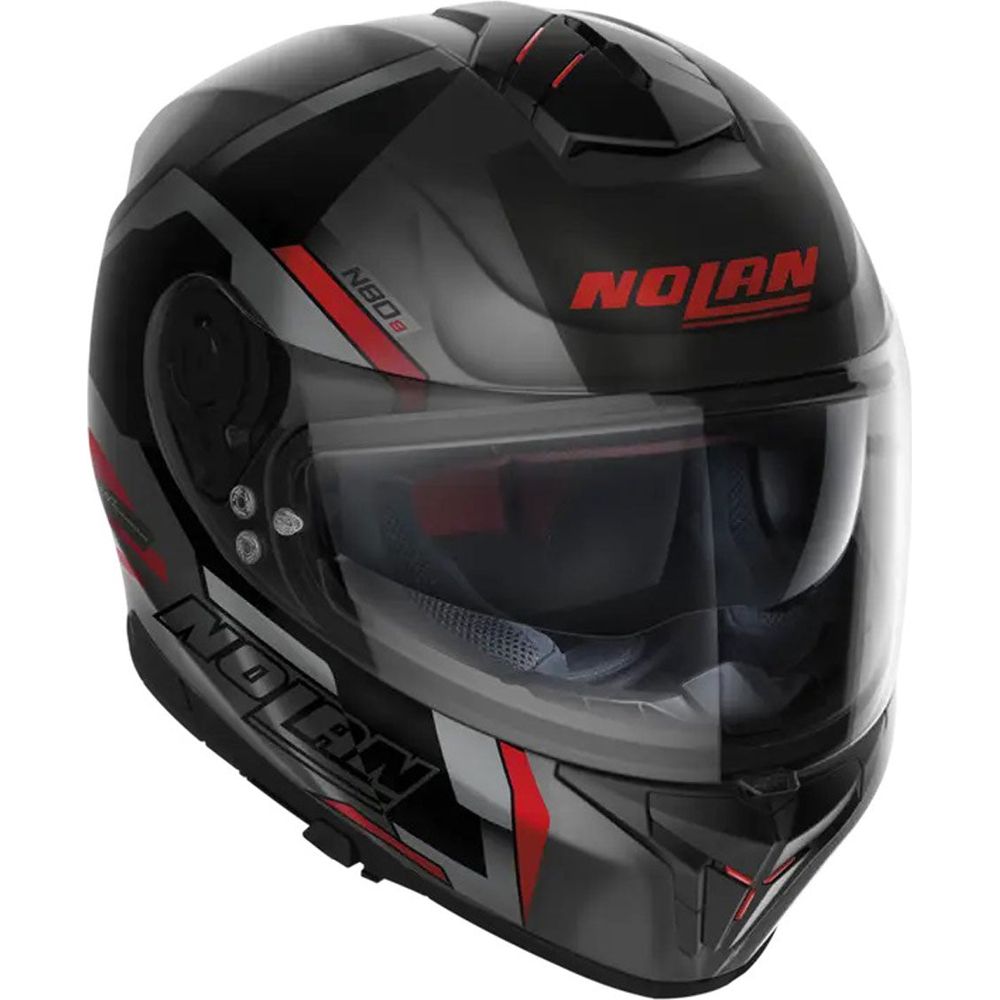 Nolan N80-8 Wanted N-Com Full Face Helmet Flat Lava / Red FREE 1 YEAR Returns, FREE UK Delivery | ThrottleChimp