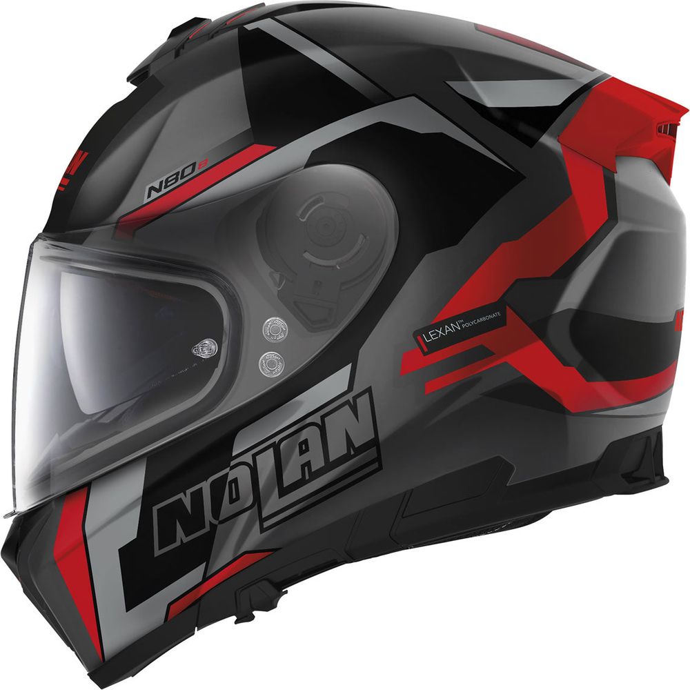 Nolan N80-8 Wanted N-Com Full Face Helmet Flat Lava / Red FREE 1 YEAR Returns, FREE UK Delivery | ThrottleChimp