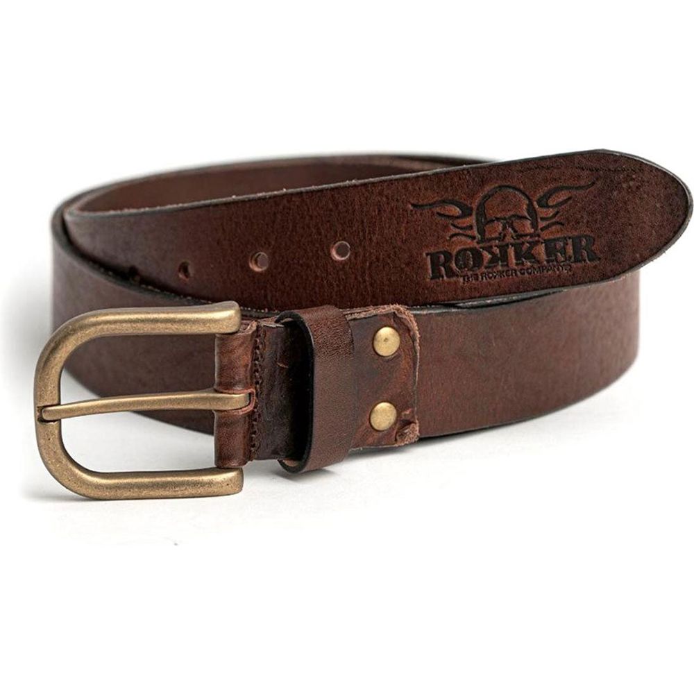 Rokker Oakland Leather Belt Dark Brown FREE 1 YEAR Returns, FREE UK Delivery | ThrottleChimp