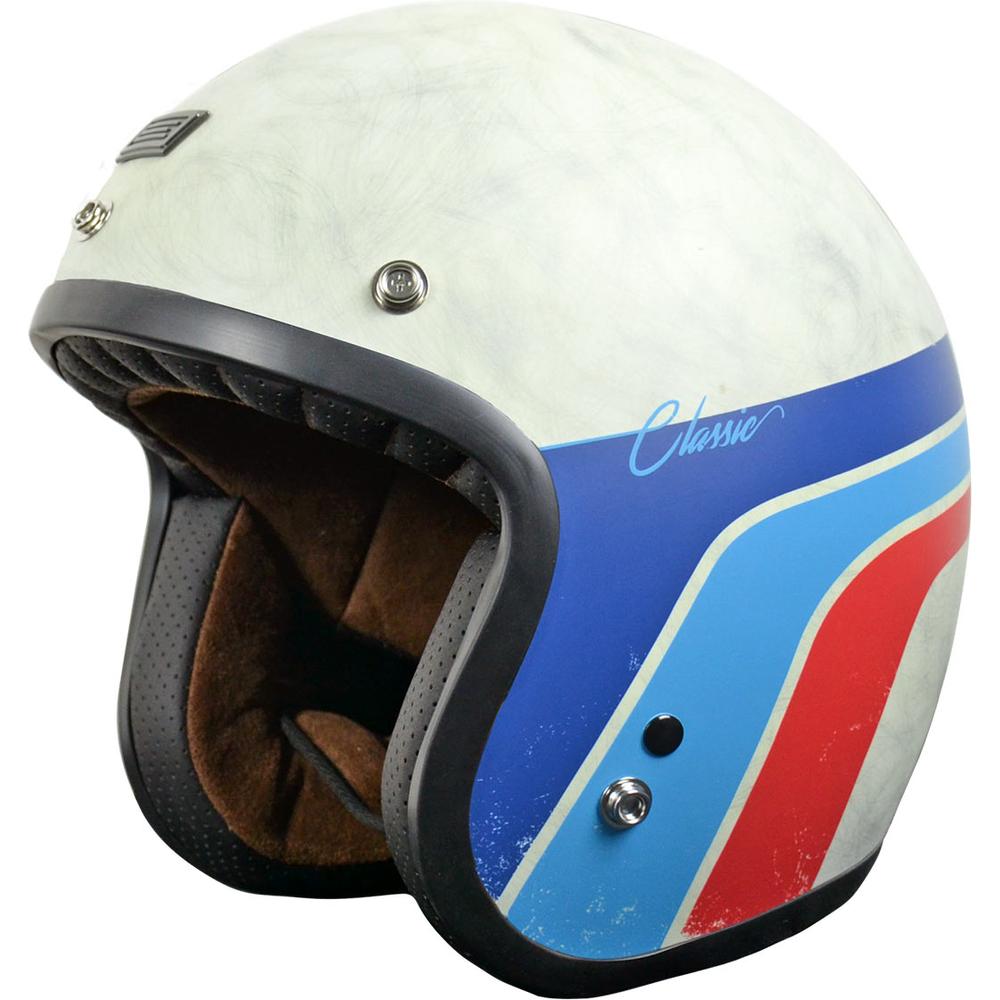 Origine Primo ECE 22.05 Open Face Helmet Classic Matt White / Stripes FREE 1 YEAR Returns, FREE UK Delivery | ThrottleChimp