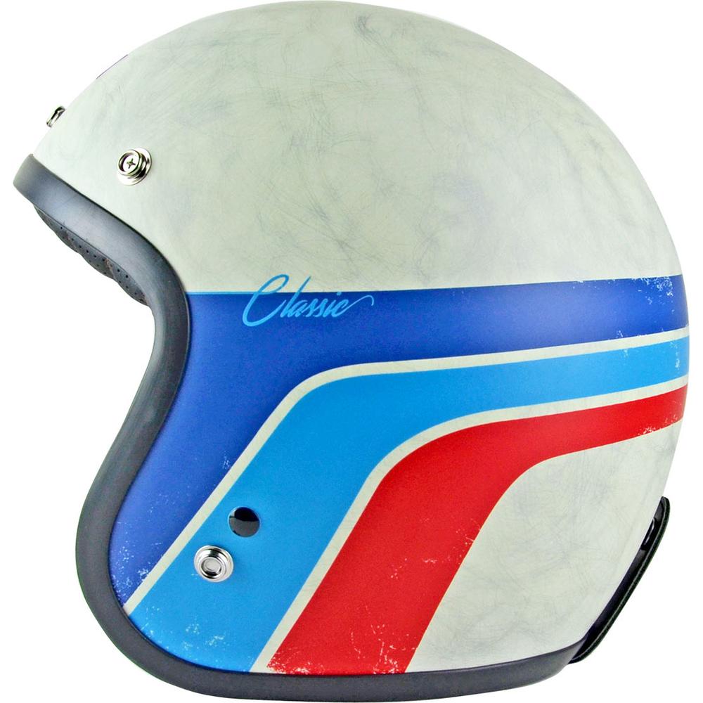 Origine Primo ECE 22.05 Open Face Helmet Classic Matt White / Stripes FREE 1 YEAR Returns, FREE UK Delivery | ThrottleChimp