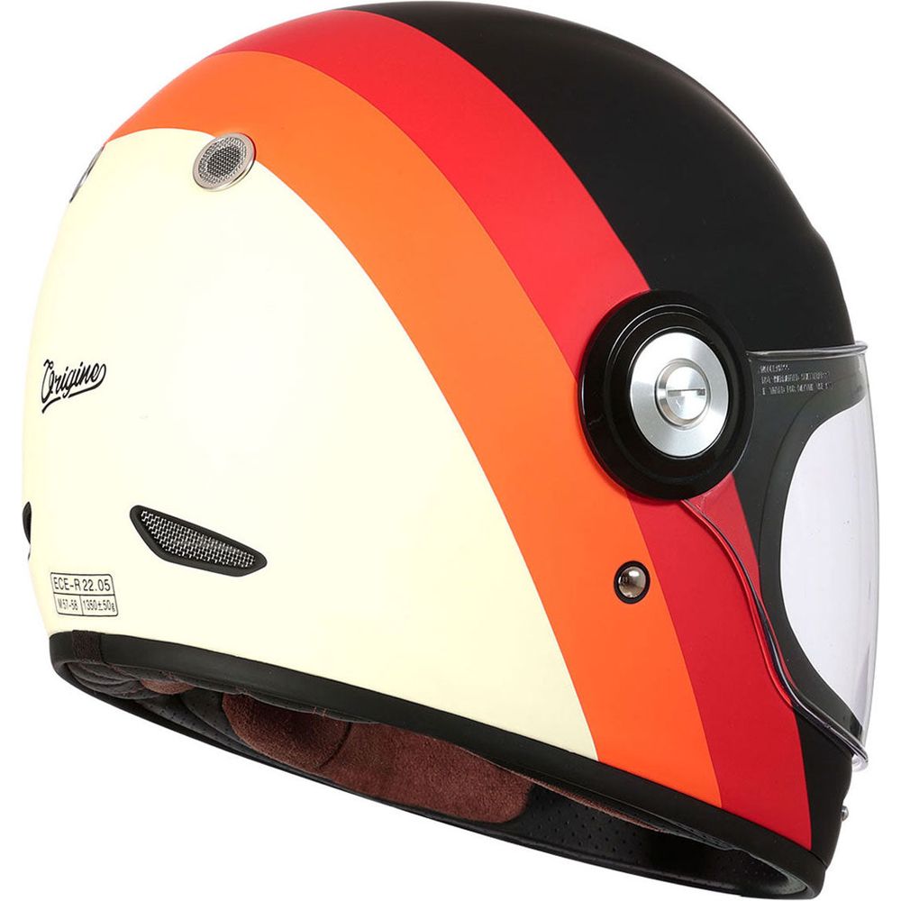 Origine Vega ECE 22.06 Full Face Helmet Primitive Matt Black / Orange / Red / Cream FREE 1 YEAR Returns, FREE UK Delivery | ThrottleChimp
