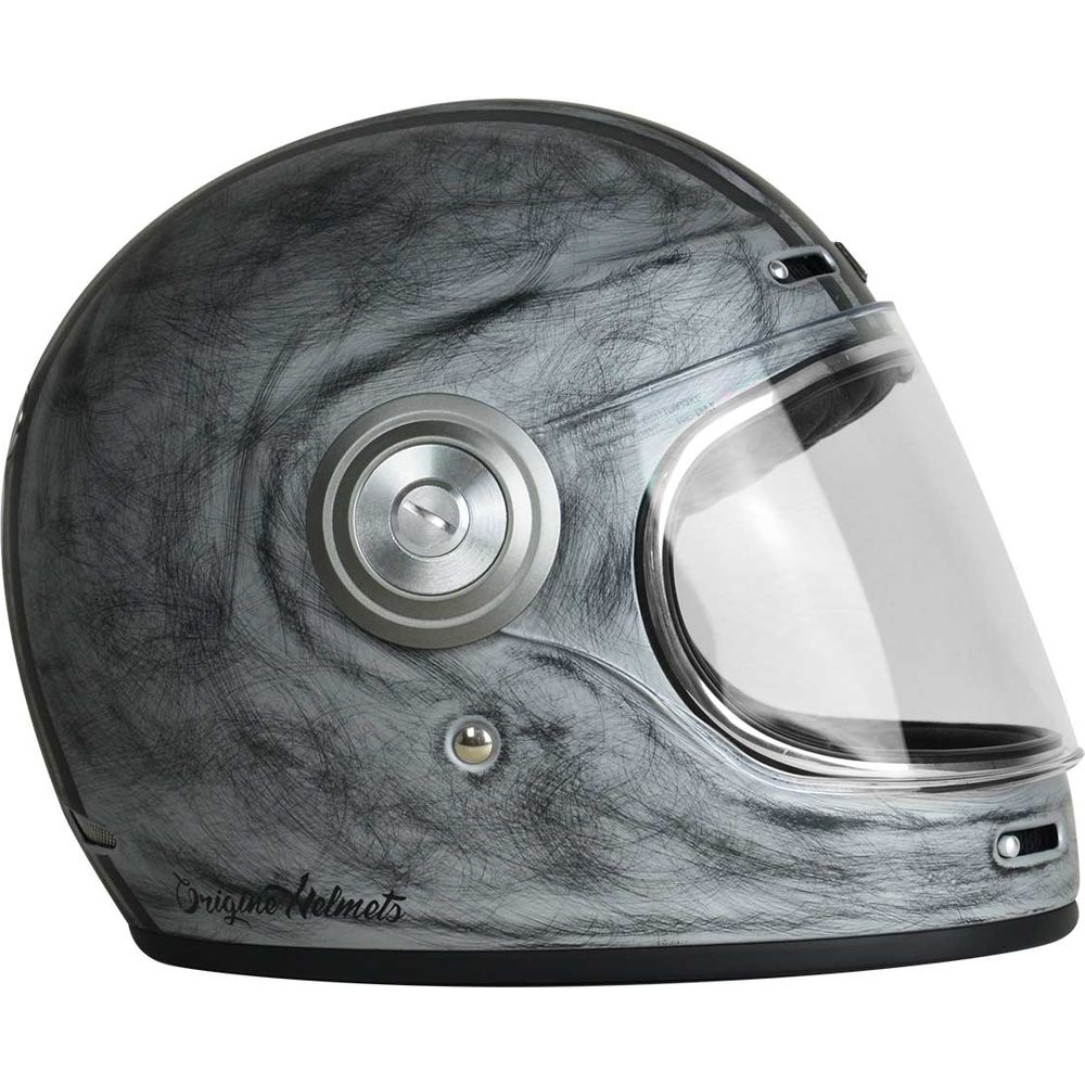 Origine Vega ECE 22.05 Full Face Helmet Custom Silver / Black FREE 1 YEAR Returns, FREE UK Delivery | ThrottleChimp