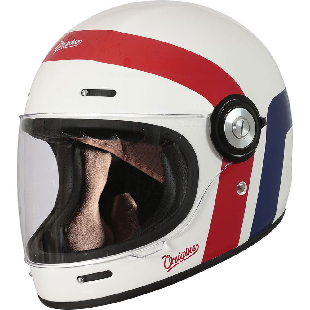 Origine Vega ECE 22.05 Full Face Helmet Great Gloss White / Red / Blue FREE 1 YEAR Returns, FREE UK Delivery | ThrottleChimp