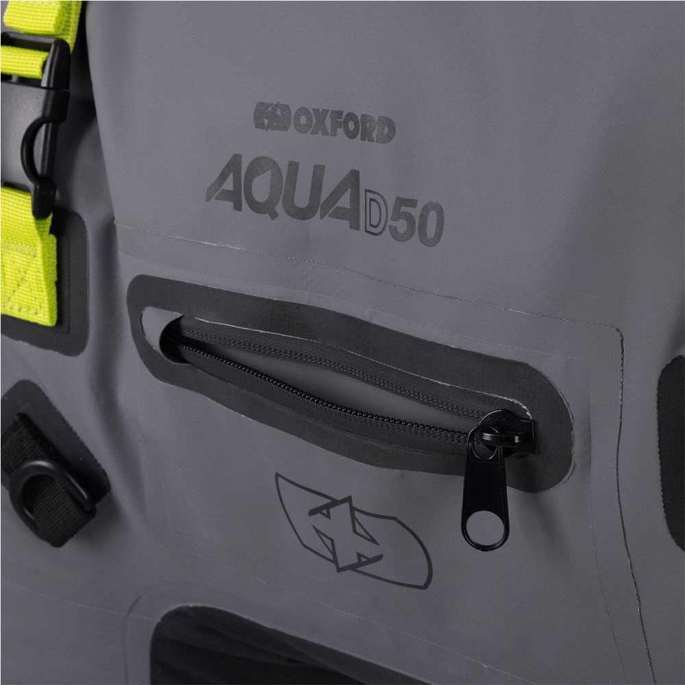 Oxford Aqua D50 Duffle Bag Black / Grey / Fluo Yellow - 50 Litres FREE 1 YEAR Returns, FREE UK Delivery | ThrottleChimp