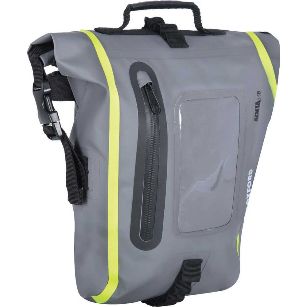Oxford Aqua M8 Tank Bag Black / Grey / Fluo Yellow - 8 Litres FREE 1 YEAR Returns, FREE UK Delivery | ThrottleChimp