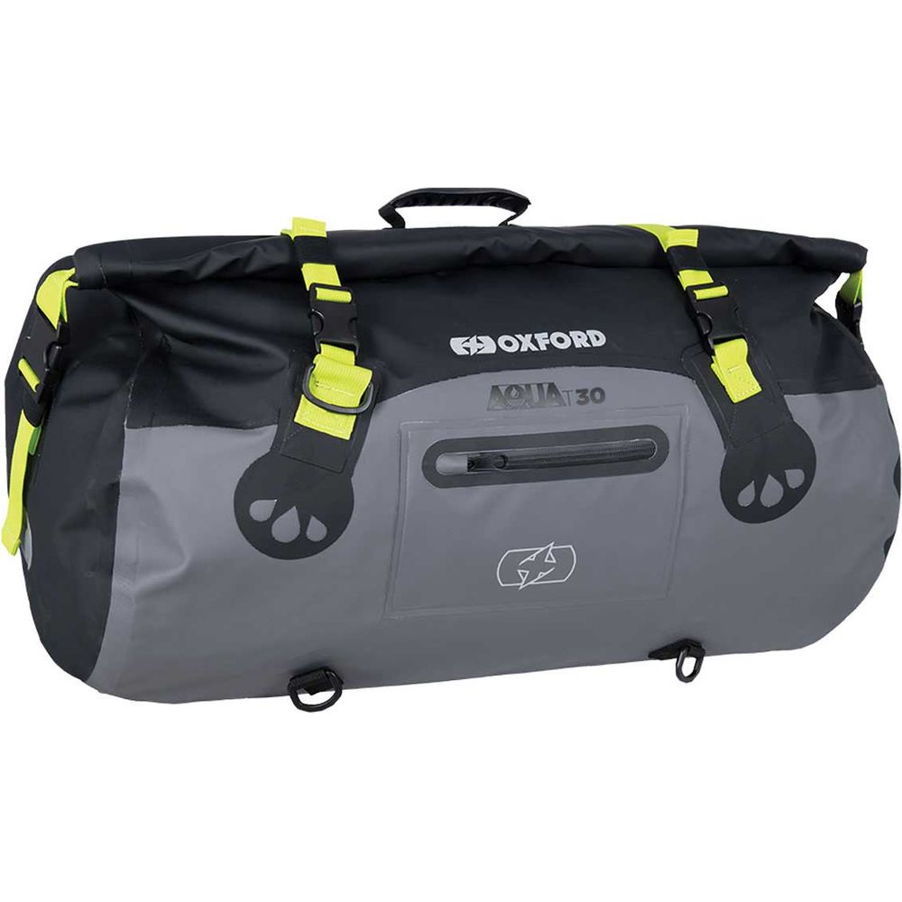 Oxford Aqua T30 Roll Bag Black / Grey / Fluo Yellow - 30 Litres FREE 1 YEAR Returns, FREE UK Delivery | ThrottleChimp