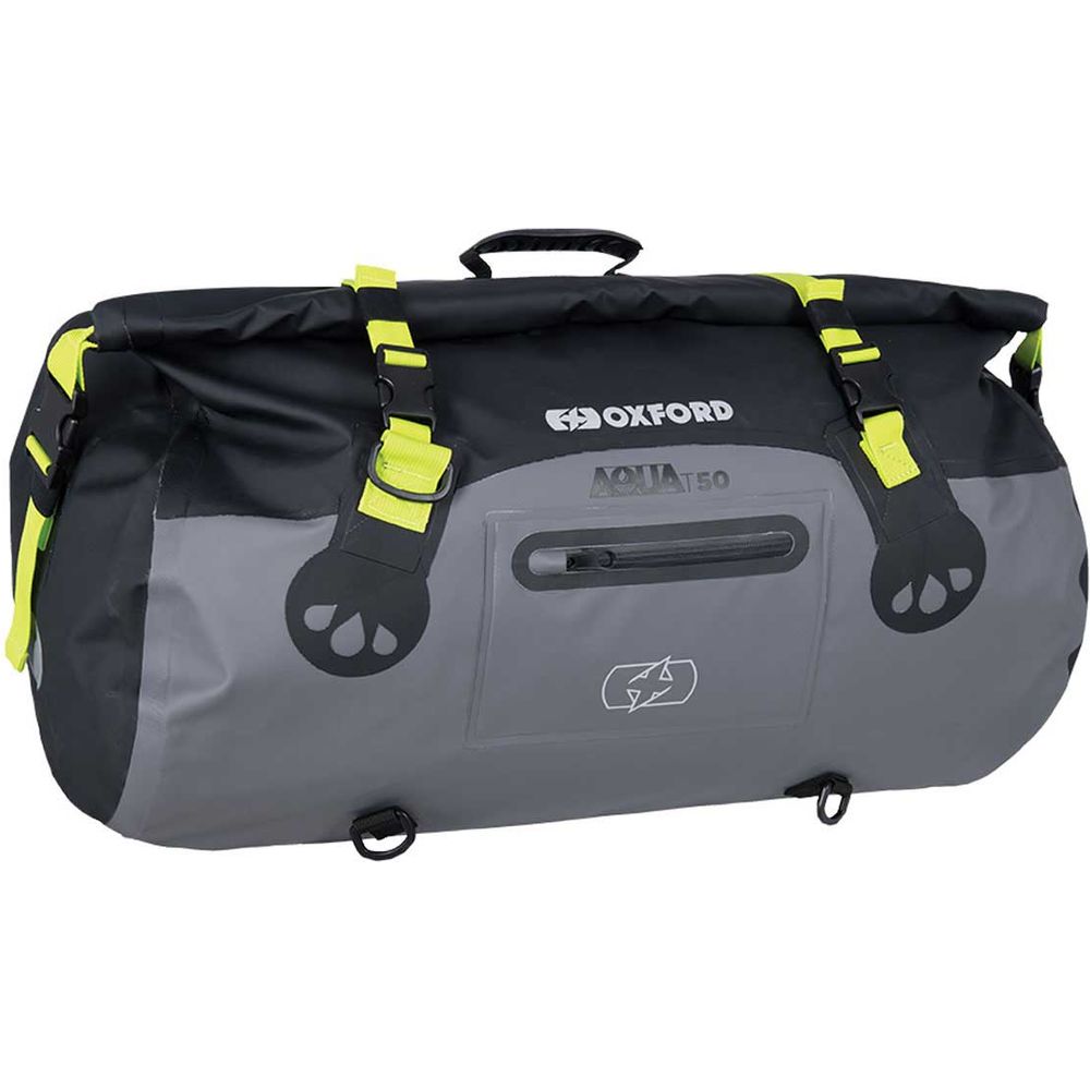 Oxford Aqua T50 Roll Bag Black / Grey / Fluo Yellow - 50 Litres FREE 1 YEAR Returns, FREE UK Delivery | ThrottleChimp
