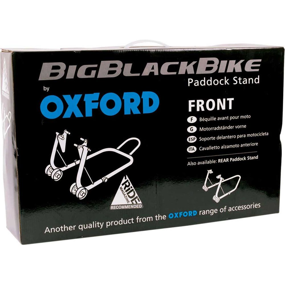 Oxford Big Black Bike Front Paddock Stand FREE 1 YEAR Returns, FREE UK Delivery | ThrottleChimp