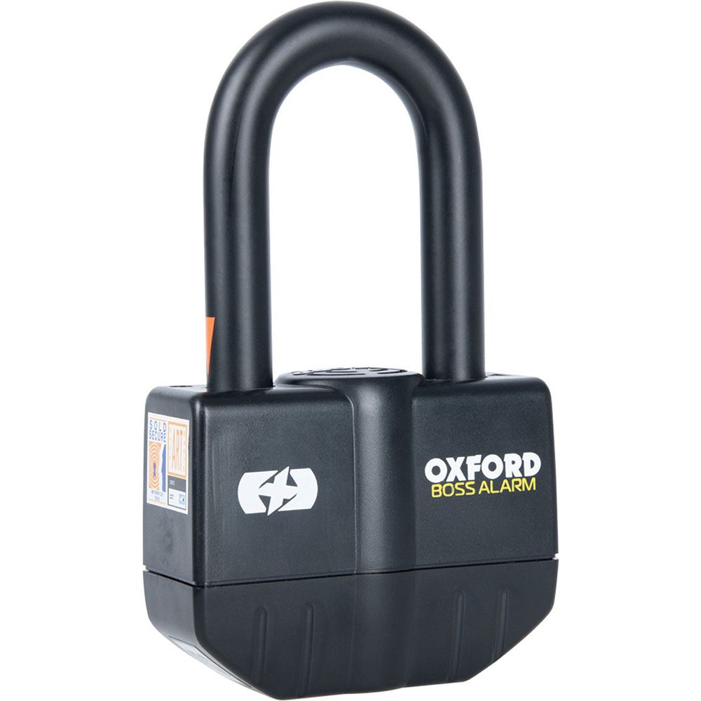 Oxford Boss Alarm Padlock / Disc Lock Black - 16mm FREE 1 YEAR Returns, FREE UK Delivery | ThrottleChimp