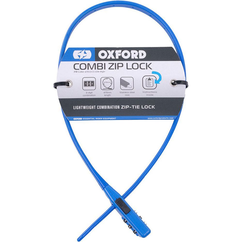 Oxford Combi Zip-Tie Cable Lock Blue - 470mm FREE 1 YEAR Returns, FREE UK Delivery | ThrottleChimp