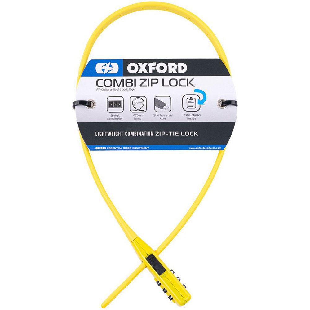 Oxford Combi Zip-Tie Cable Lock Yellow - 470mm FREE 1 YEAR Returns, FREE UK Delivery | ThrottleChimp