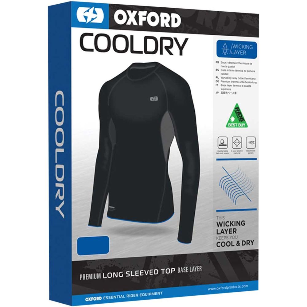 Oxford Cool Dry Wicking Base Layer Top Black FREE 1 YEAR Returns, FREE UK Delivery | ThrottleChimp