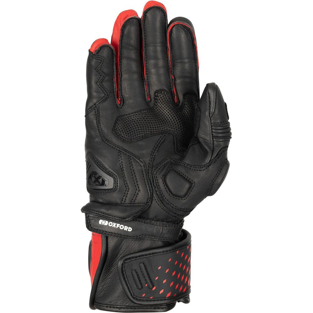 Oxford Nexus Leather Gloves Black / White / Red FREE 1 YEAR Returns, FREE UK Delivery | ThrottleChimp