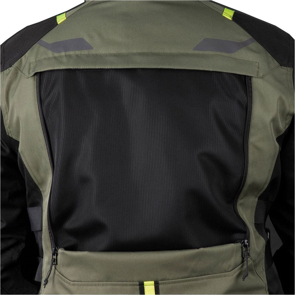 Oxford Rockland Textile Jacket Khaki / Black / Fluo Yellow FREE 1 YEAR Returns, FREE UK Delivery | ThrottleChimp