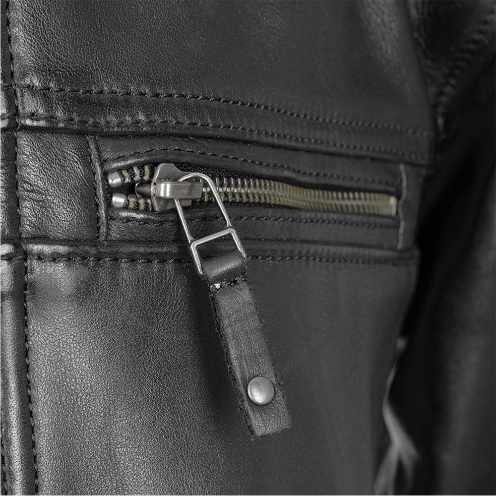 Oxford Route 73 2.0 Leather Jacket Black FREE 1 YEAR Returns, FREE UK Delivery | ThrottleChimp