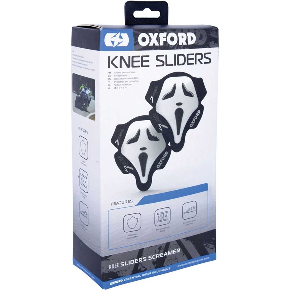 Oxford Screamer Knee Sliders White FREE 1 YEAR Returns, FREE UK Delivery | ThrottleChimp