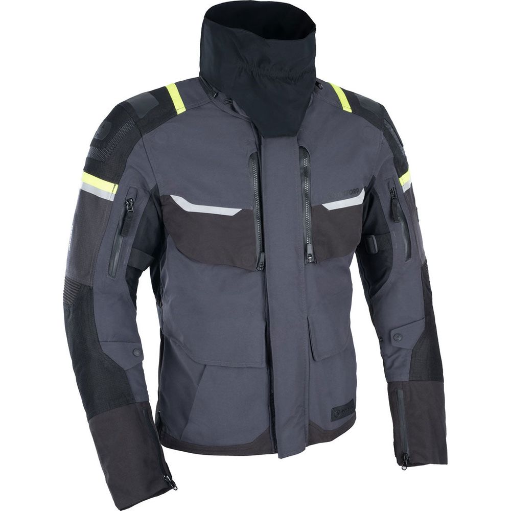 Oxford Stormland Dry2Dry Textile Jacket Grey / Black / Fluo Yellow FREE 1 YEAR Returns, FREE UK Delivery | ThrottleChimp
