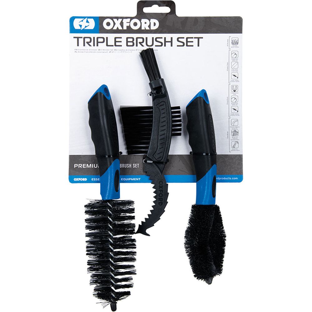 Oxford Triple Cleaning Brush Set Black FREE 1 YEAR Returns, FREE UK Delivery | ThrottleChimp