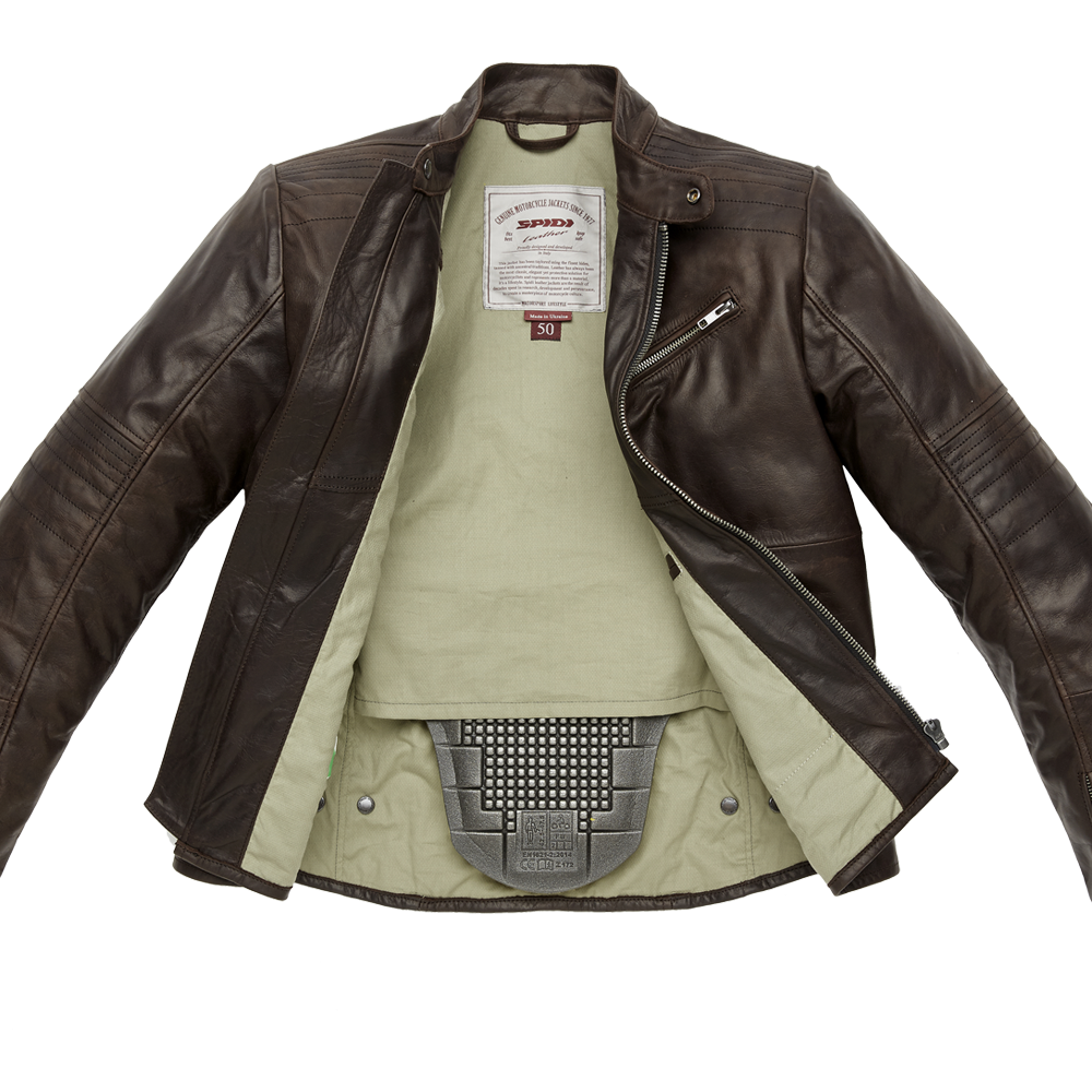 Spidi Garage CE Leather Jacket Brown FREE 1 YEAR Returns, FREE UK Delivery | ThrottleChimp
