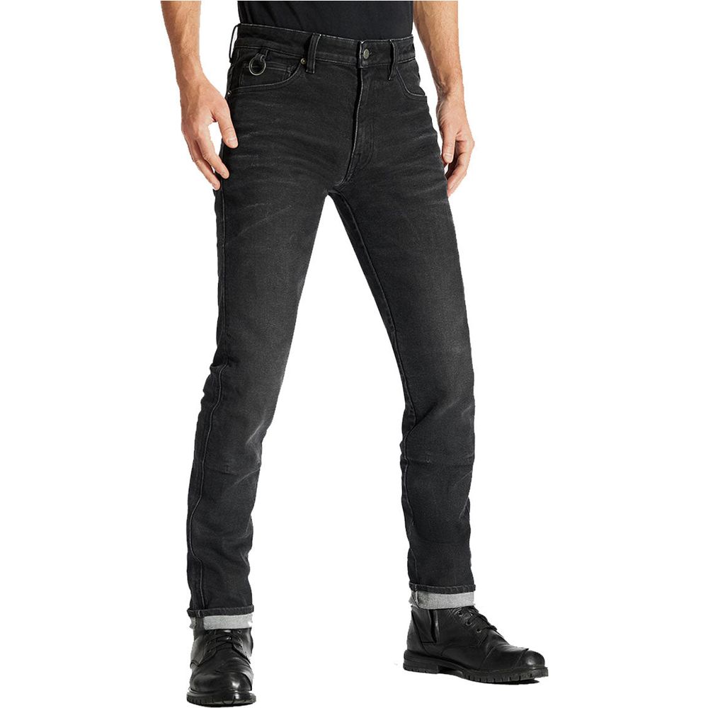 Pando Moto Robby Arm 01 Armalith Slim Fit Denim Jeans Black FREE 1 YEAR Returns, FREE UK Delivery | ThrottleChimp